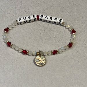 Pure Barre Little Words Project Red and White Beaded Bracelet with Gold Charm